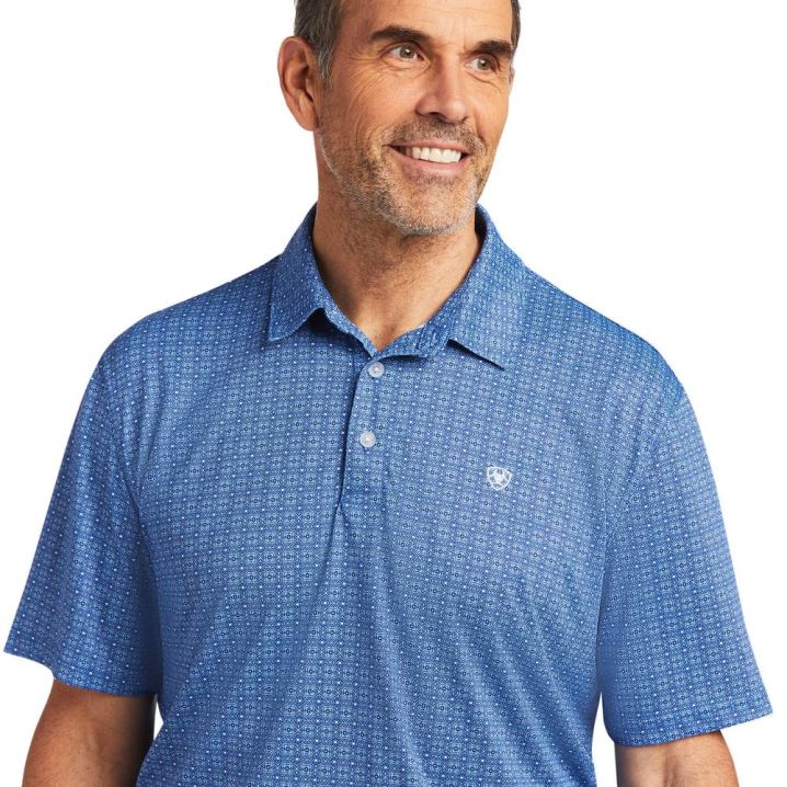 Ariat All Over Print Polo Cerulean Medallion | p9ItUzyK