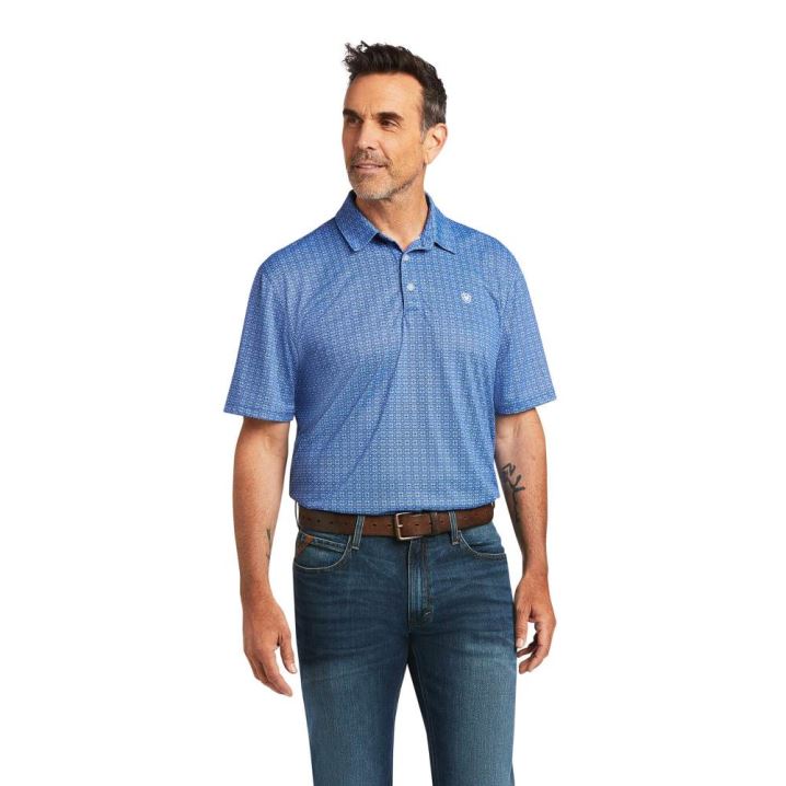 Ariat All Over Print Polo Cerulean Medallion | p9ItUzyK