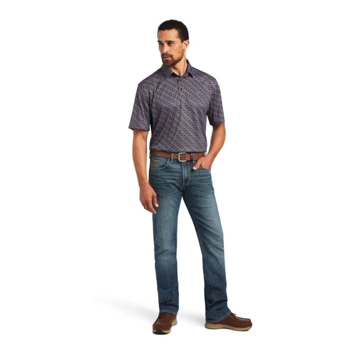 Ariat All Over Print Polo Nine Iron Geo | LqPeICje