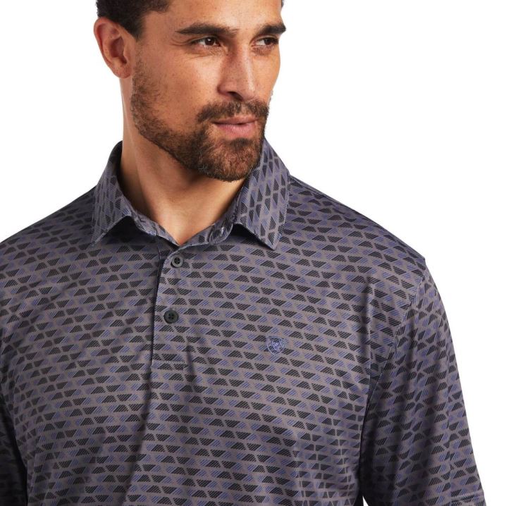 Ariat All Over Print Polo Nine Iron Geo | LqPeICje