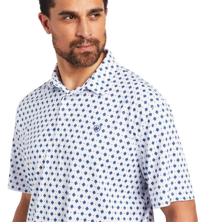 Ariat All Over Print Polo Weiß | NFa10bVK