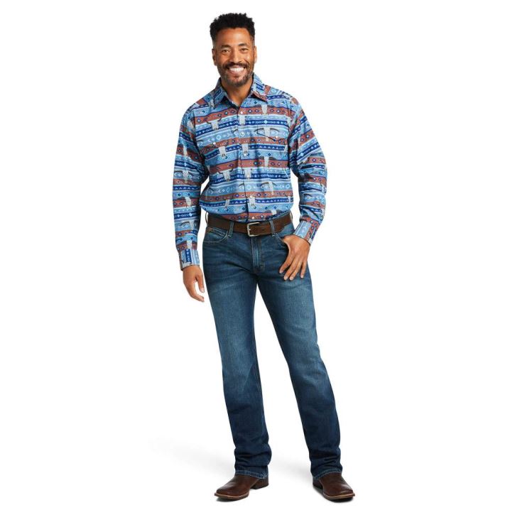 Ariat Amir Klassische Fit Shirt Blau | T0BBxVsU