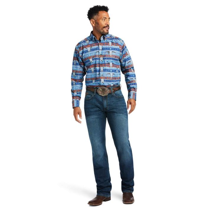 Ariat Amir Klassische Fit Shirt Blau | UvP2r28G