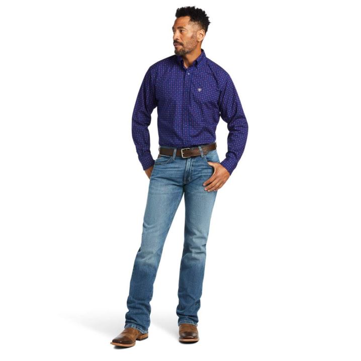 Ariat Antonio Klassische Fit Shirt Blau | khxKLwe2