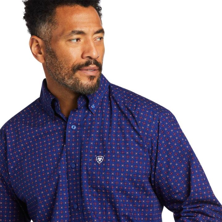 Ariat Antonio Klassische Fit Shirt Blau | khxKLwe2