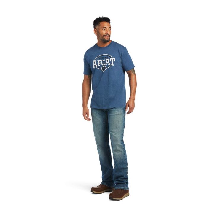 Ariat Ariat 93 Shield T-Shirt Blau | yecquvjN