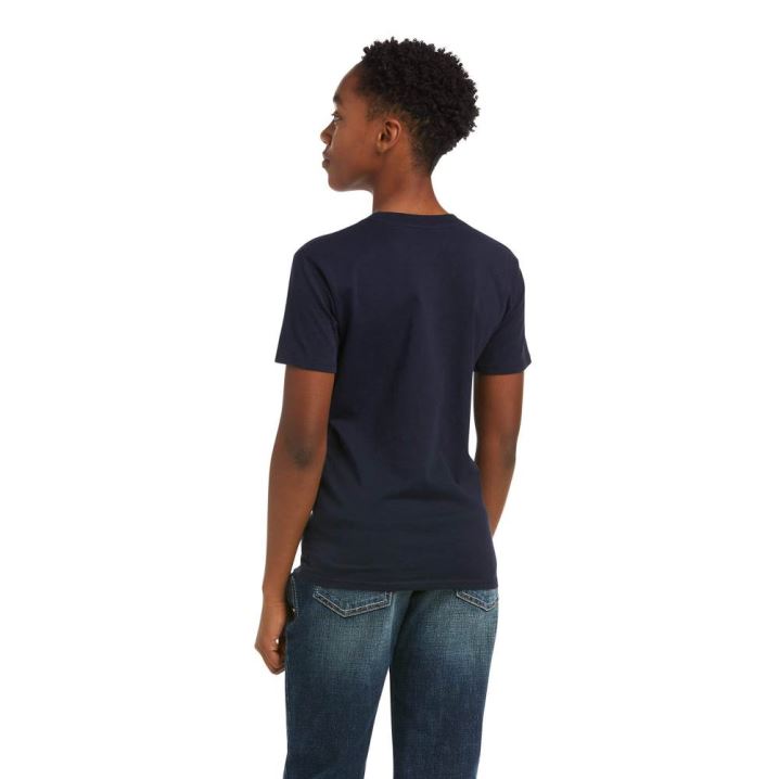 Ariat Ariat American Steer T-Shirt Navy | 13ZbcnKx