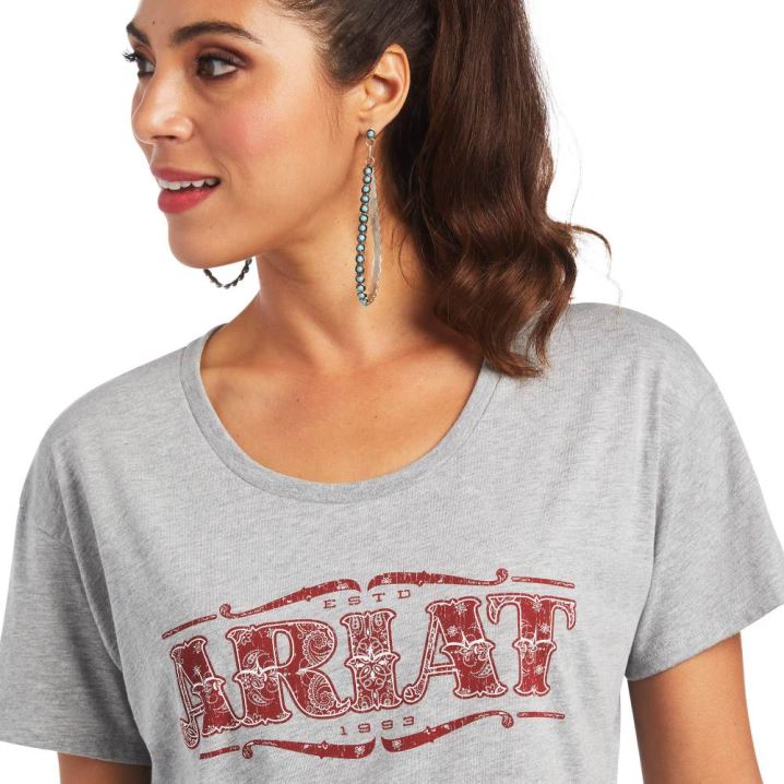 Ariat Ariat Bandana Logo T-Shirt Grau | Sg4uyInr