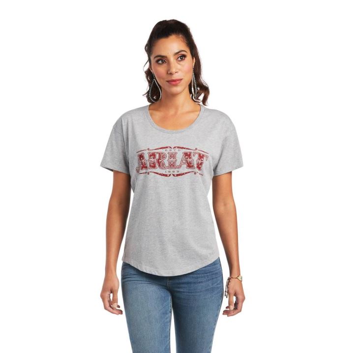 Ariat Ariat Bandana Logo T-Shirt Grau | Sg4uyInr