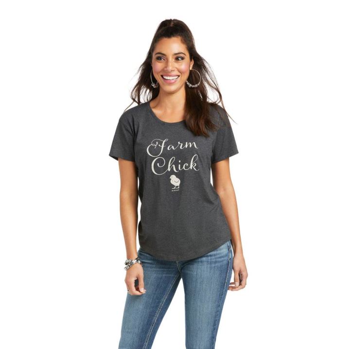 Ariat Ariat Farm Chick T-Shirt Grau | Cjre894Q