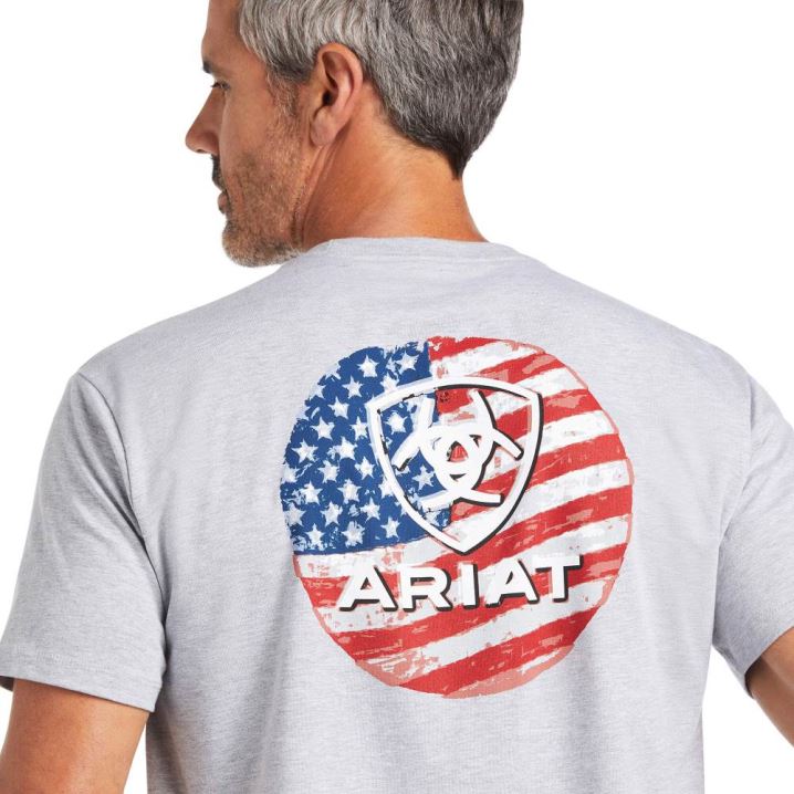 Ariat Ariat Flag Circle T-Shirt Athletic Heather | F3mBqy8I