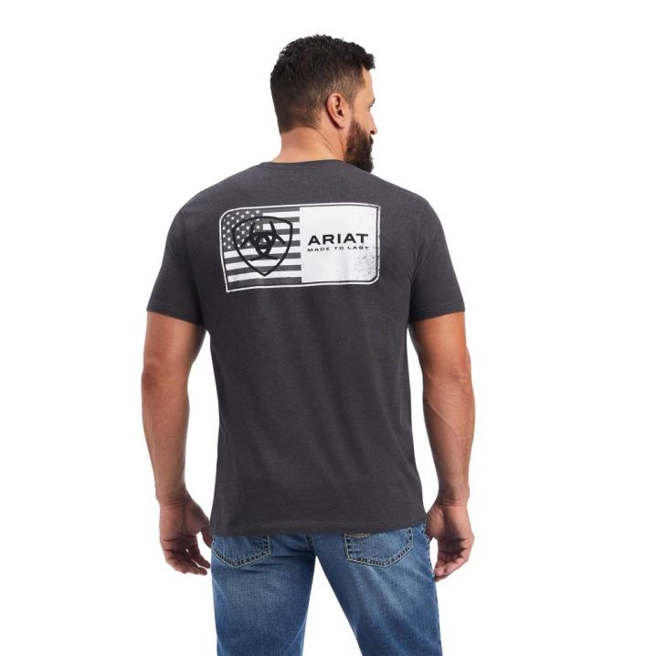 Ariat Ariat Flag T-Shirt Grau | 63dYQice