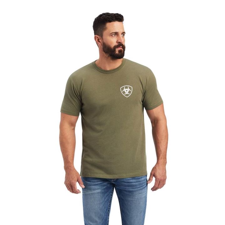 Ariat Ariat Flag T-Shirt Military Heather | pfCTj6Tq