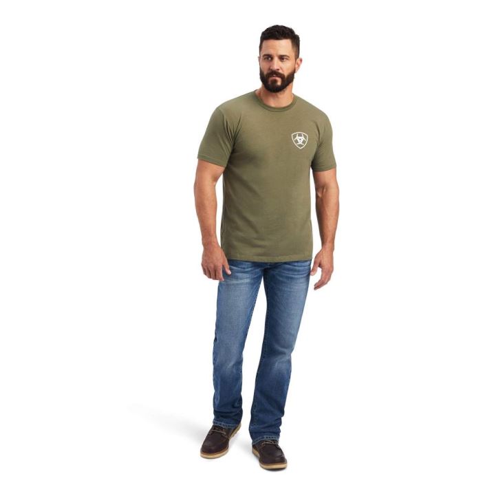 Ariat Ariat Flag T-Shirt Military Heather | pfCTj6Tq