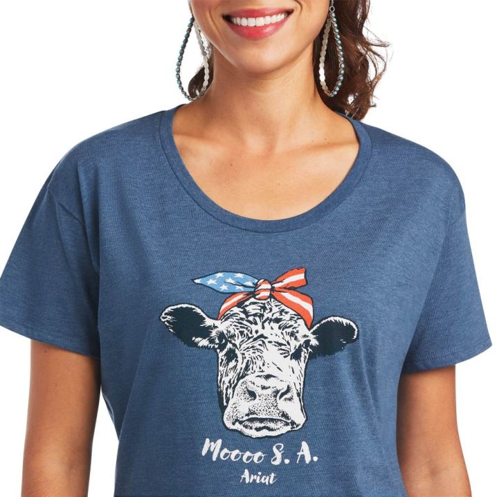 Ariat Ariat Moo SA T-Shirt Blau | qAoUWZ7r