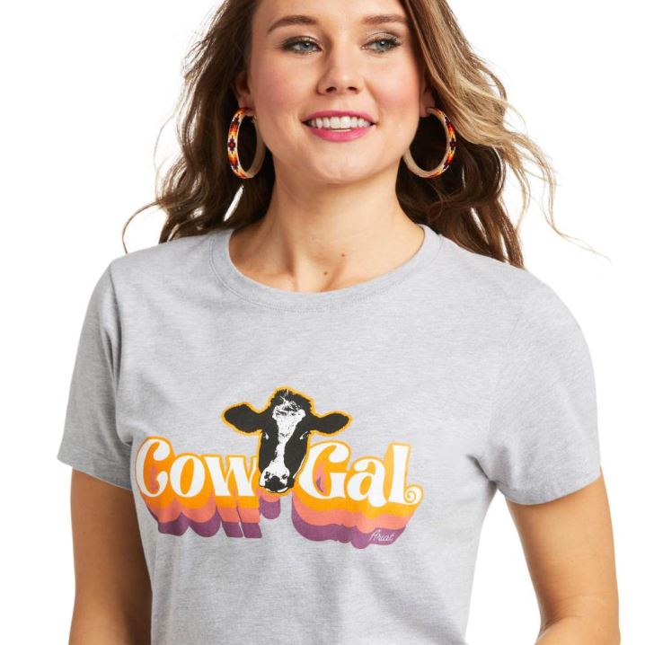 Ariat Ariat Retro Cow Gal Tee Athletic Heather | eZrubphh