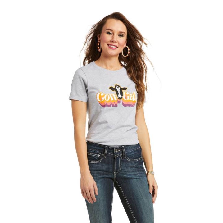 Ariat Ariat Retro Cow Gal Tee Athletic Heather | eZrubphh