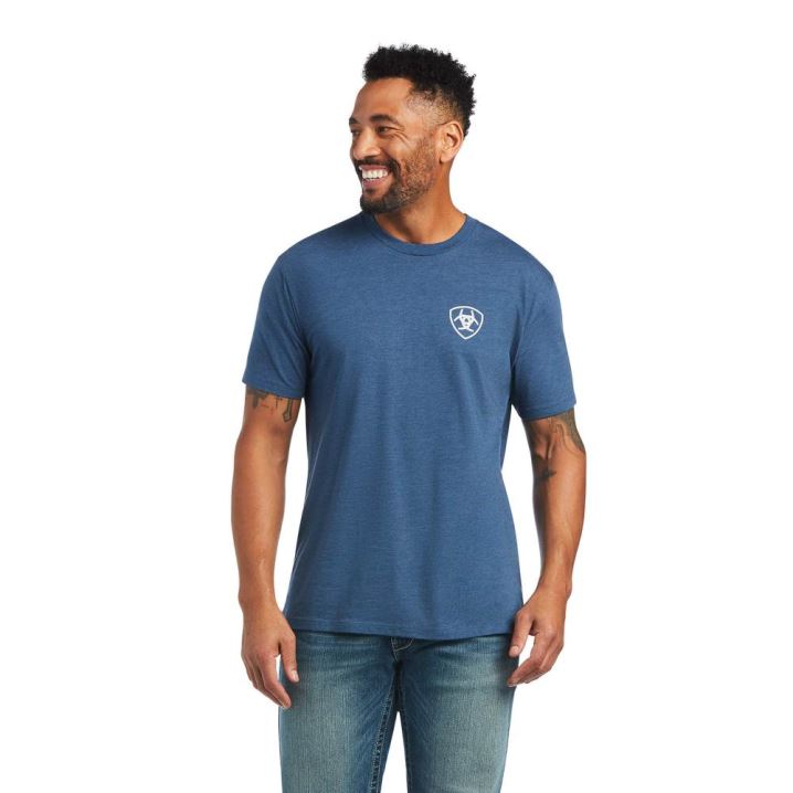 Ariat Ariat Rope Shield T-Shirt Blau | cdlSzF9M