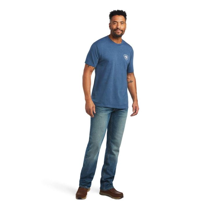 Ariat Ariat Rope Shield T-Shirt Blau | cdlSzF9M