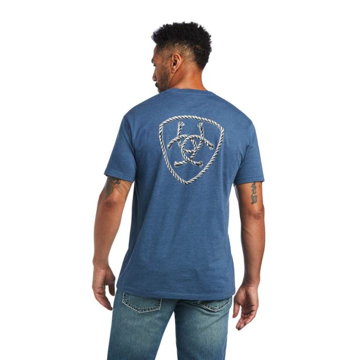 Ariat Ariat Rope Shield T-Shirt Blau | cdlSzF9M