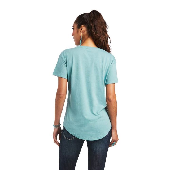 Ariat Ariat Rough Serape T-Shirt Blau | X6wSxDDc