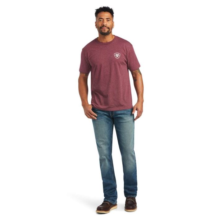 Ariat Ariat Schnallen Flag T-Shirt Bordeaux | G5erTDaS