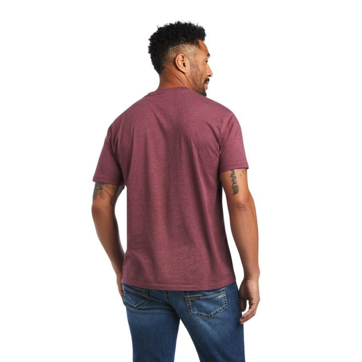 Ariat Ariat Steer Skull USA T-Shirt Bordeaux | xfxfddeG