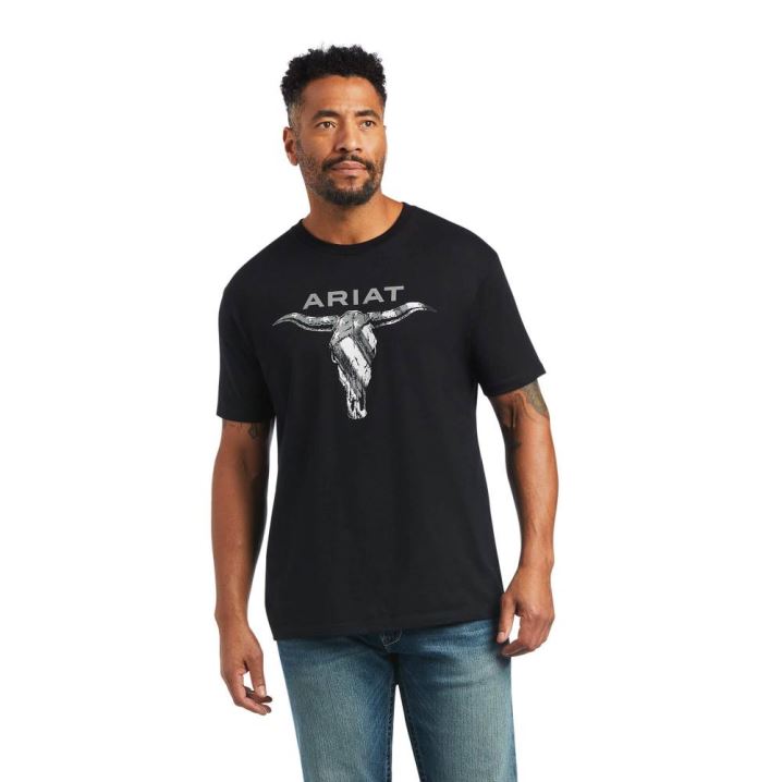 Ariat Ariat Steer Skull USA T-Shirt Schwarz | pwARgEa4