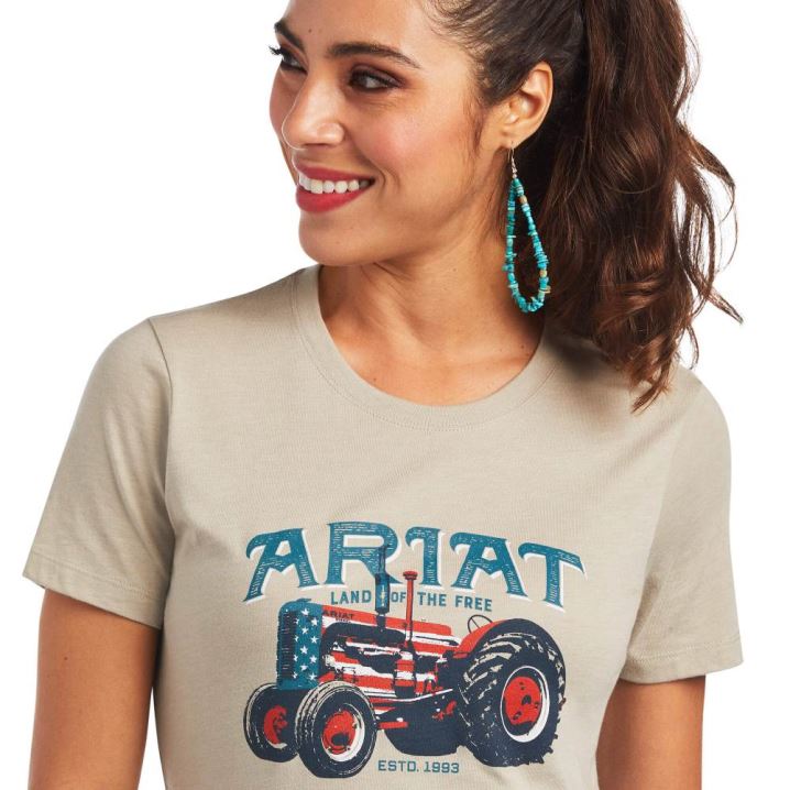 Ariat Ariat Tractor USA T-Shirt Khaki | LidWk20O