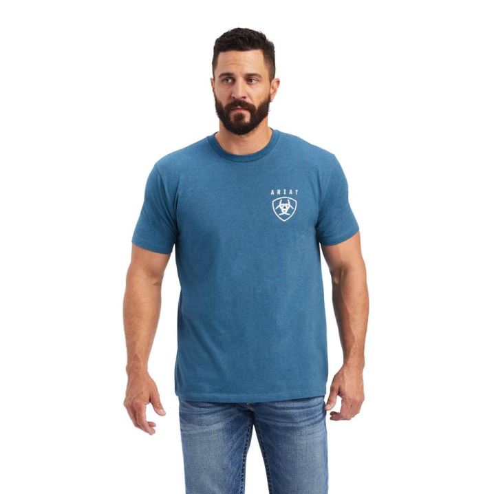 Ariat Ariat Vertical Freedom T-Shirt Grau Blau | EK7NVwfX