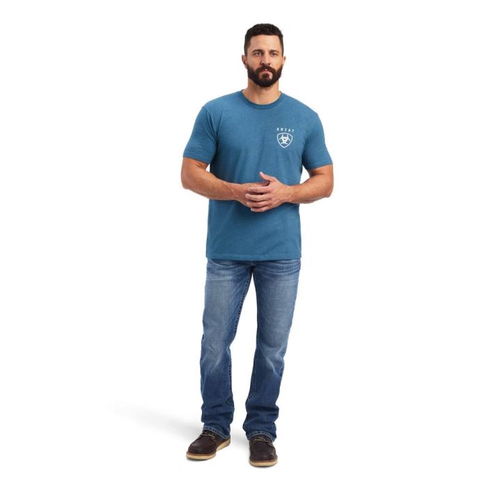 Ariat Ariat Vertical Freedom T-Shirt Grau Blau | EK7NVwfX