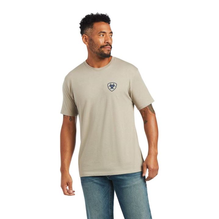 Ariat Ariat Woodgrain Flag T-Shirt Khaki | 0d95a3bL