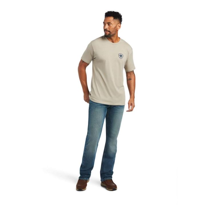 Ariat Ariat Woodgrain Flag T-Shirt Khaki | 0d95a3bL