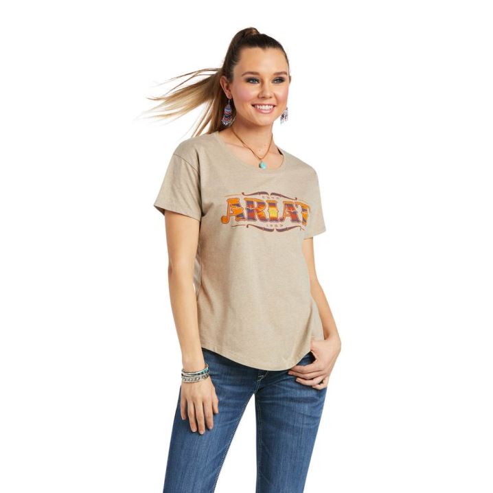 Ariat Ariat Wordmark Tee Oatmeal Heather | ZJAWtlGk