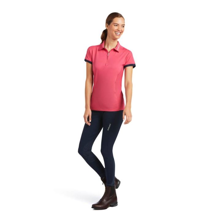 Ariat Bandera 1/4 Zip Polo Party Punch | J3UxLg6x