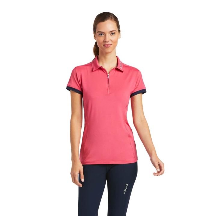 Ariat Bandera 1/4 Zip Polo Party Punch | J3UxLg6x