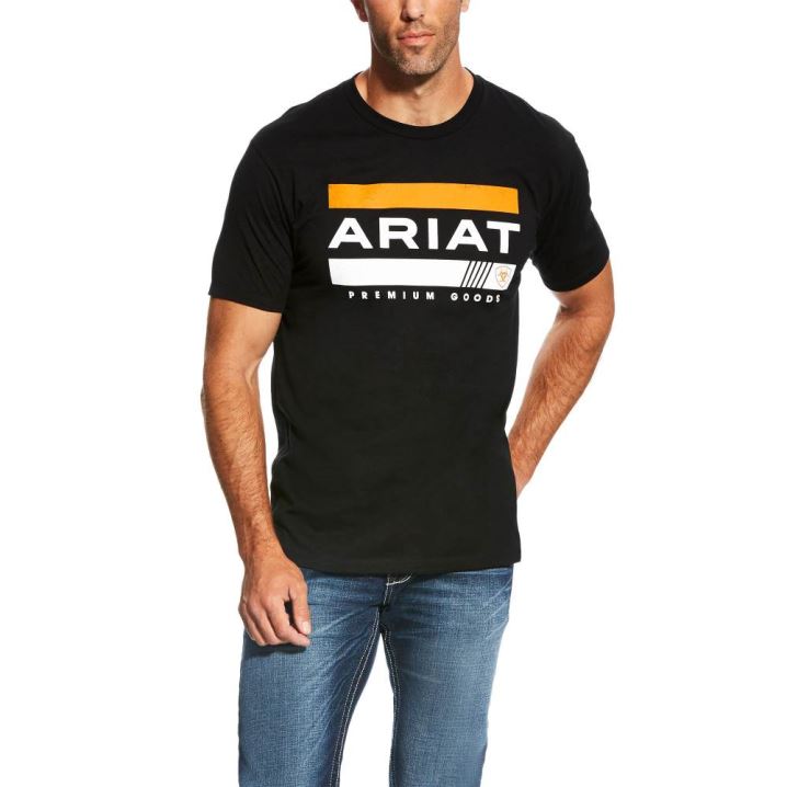 Ariat Bar Stripe T-Shirt Schwarz | YifsTL1J