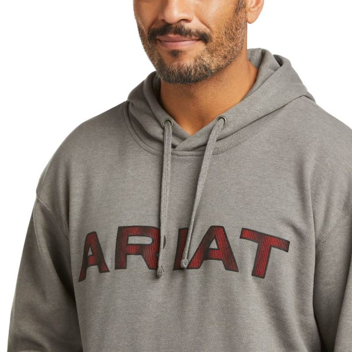 Ariat Basic Hoodie Sweatshirt Grau Rot | iuyvCTEf