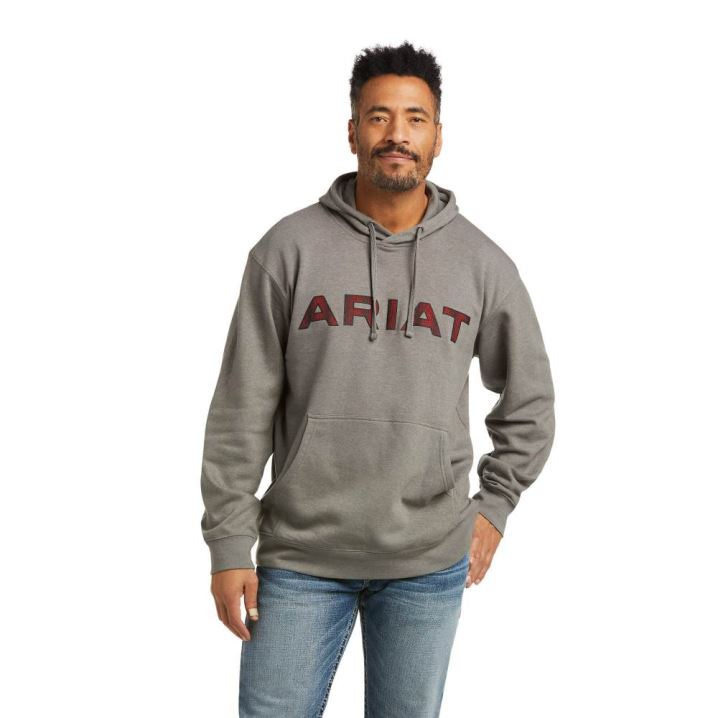 Ariat Basic Hoodie Sweatshirt Grau Rot | iuyvCTEf