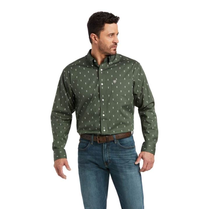 Ariat Bertel Stretch Klassische Fit Shirt Hemlock | KAgHXEma