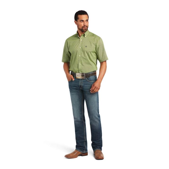 Ariat Branson Stretch Klassische Fit Shirt Grün | Gxkp1Rhs