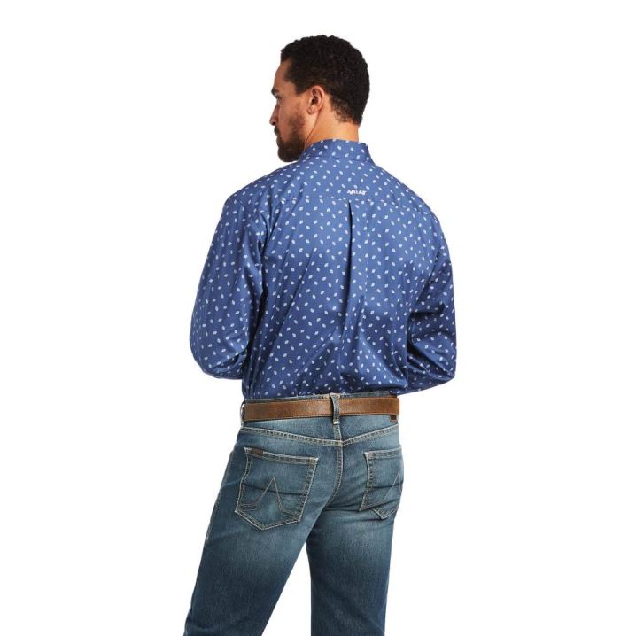 Ariat Brycen Stretch Klassische Fit Shirt Dunkelgrau Blau | MufhipQZ