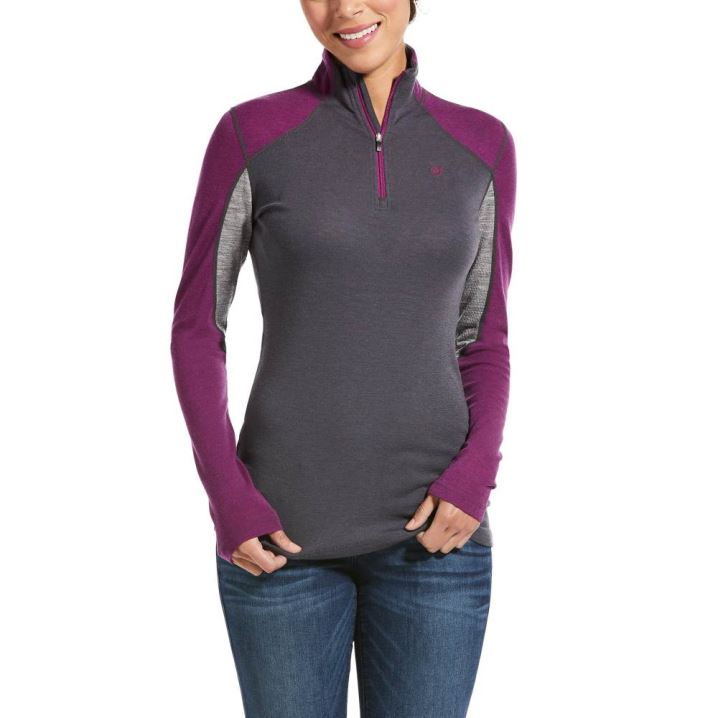 Ariat Cadence Wool 1/4 Zip Baselayer Königsblau Lila | WabCBj5R