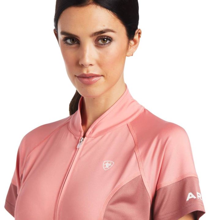 Ariat Cambria Jersey 1/4 Zip Baselayer Peach Blossom/Antique Rubia | XkXgCmfQ