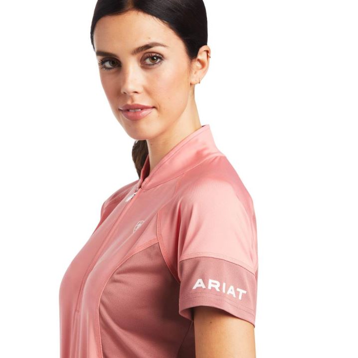 Ariat Cambria Jersey 1/4 Zip Baselayer Peach Blossom/Antique Rubia | XkXgCmfQ