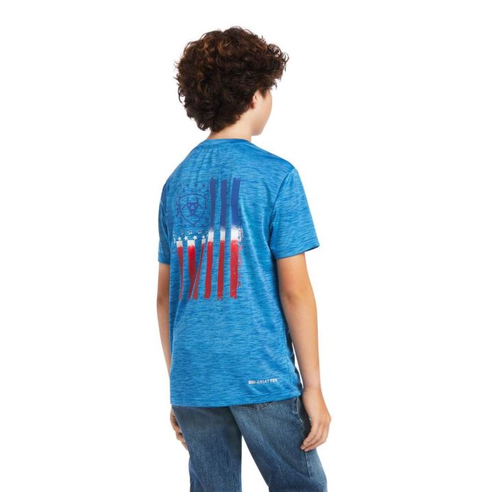 Ariat Charger Patriotic Tee Blau | fuLvuf3x