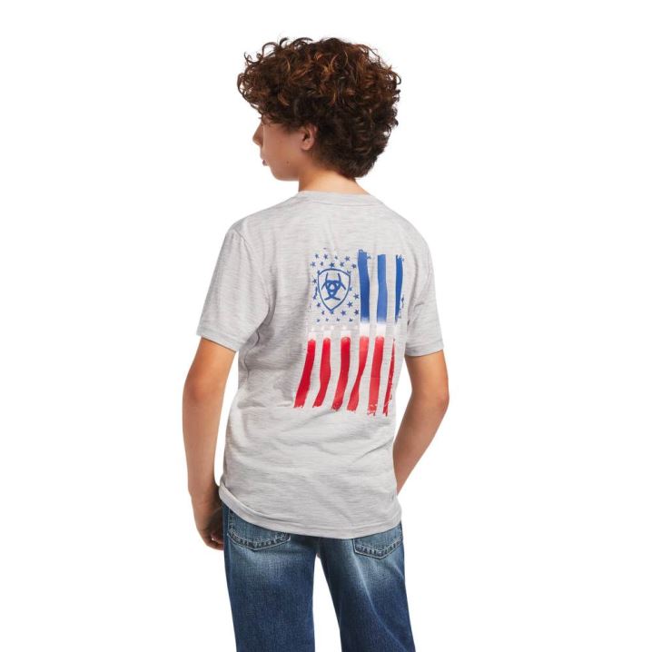 Ariat Charger Patriotic Tee Grau | dYOq7GLA