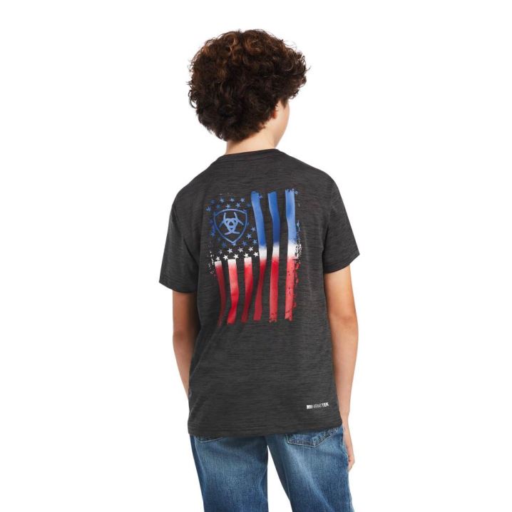 Ariat Charger Patriotic Tee Tiefesgrau | rP3P2KIT