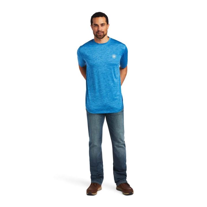 Ariat Charger Vertical Flag Tee Blau | A3GGXJdC