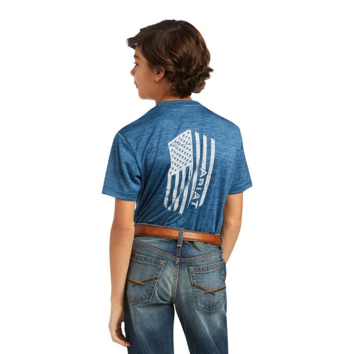 Ariat Charger Vertical Flag Tee Skyfall | Pf3yq6mL